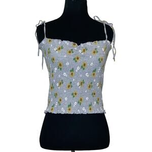 Gold Crush gray floral mock crop cami size large